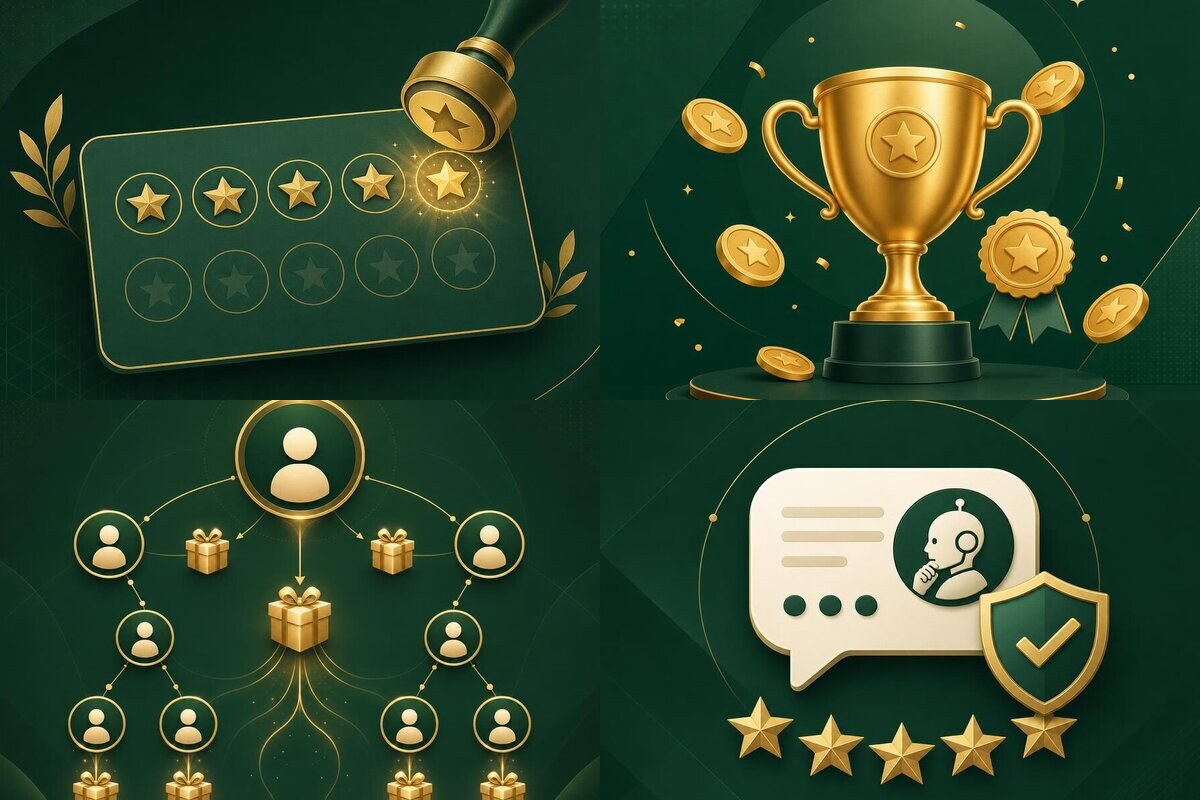 Previews of the four kits inside the Local Customer Growth Kit: digital punch card, loyalty points, referral rewards, and AI review responses
